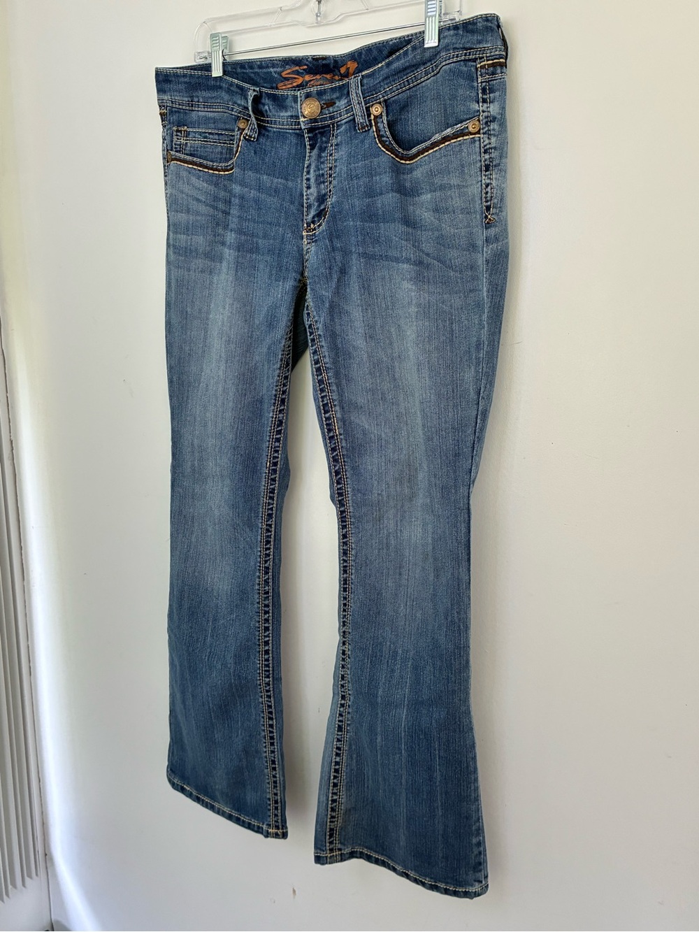 Seven7 Women's Bootcut Jeans Classic Wash Thick Stitch 14 - Picture 2 of 8